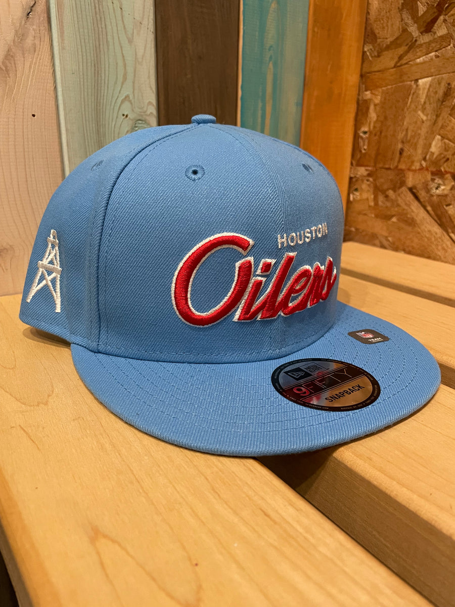 New Era 9FORTY Houston Oilers Snapback Hat Sky Blue