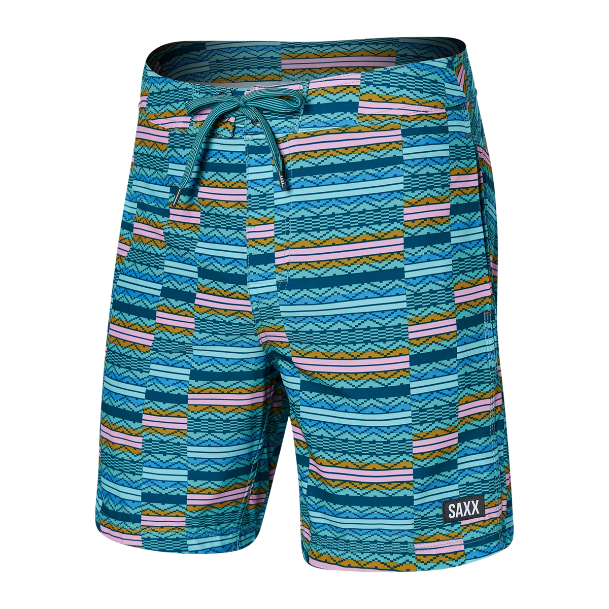 Saxx Go Costal Classic Volley Swim Shorts 5 / Flocktail Hour-Sport Blue