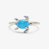 Pura Vida Silver Ring ~ Opal Sea Turtle