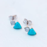 Pura Vida Silver Stud Earrings ~ Turquoise & Moonstone