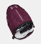 Under Armour UA Hustle 5.0 Backpack - Dark Maroon / Green Screen / Misty Purple