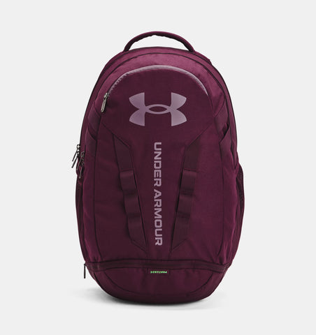 Under Armour UA Hustle 5.0 Backpack - Dark Maroon / Green Screen / Misty Purple