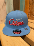 New Era Houston Oilers Light Blue Script 9FIFTY Snapback Hat