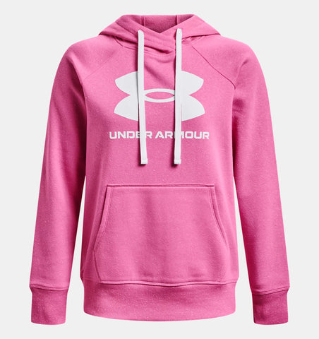 Under Armour Rival Fleece Logo Hoodie in Pink