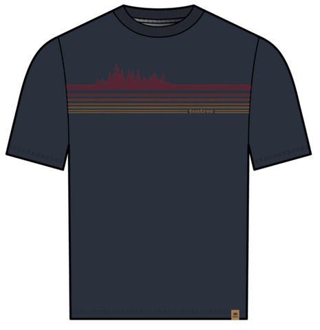 Tentree Mens Retro Treeline T-Shirt - Midnight Blue / Crimson