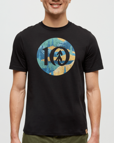 Tentree Mens Vales Ten T-Shirt - Meteorite Black / Jade