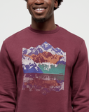 Tentree Mens Summit Reflection Crew - Deep Burgundy / Seaport