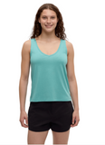 Tentree Womens Kinney TreeBlend Double V-Neck Tank - Turquoise Sky Heather