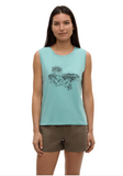 Tentree Women's Haitian Hibiscus Tank - Turquoise Sky/Graphite