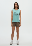 Tentree Women's Haitian Hibiscus Tank - Turquoise Sky/Graphite