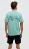 Tentree Mens Haiti Palm Overlay T-Shirt - Turquoise Sky/Dark Turquoise