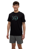 Tentree Mens Haiti Palm Logo T-Shirt - Meteorite Black/Turquoise Sky