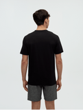 Tentree Mens Haiti Palm Logo T-Shirt - Meteorite Black/Turquoise Sky