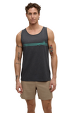 Tentree Mens Weekend Wave Tank - Graphite Heather/Turquoise Sky