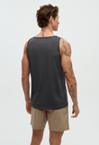 Tentree Mens Weekend Wave Tank - Graphite Heather/Turquoise Sky