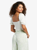 Roxy Women's Sunset Walks Puff Sleeve Crop Top