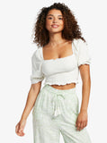 Roxy Women's Sunset Walks Puff Sleeve Crop Top
