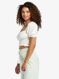 Roxy Women's Sunset Walks Puff Sleeve Crop Top