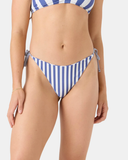 Roxy Women's Stripe Out Reversible Tie Side Cheeky Bikini Bottom - Bijou Blue
