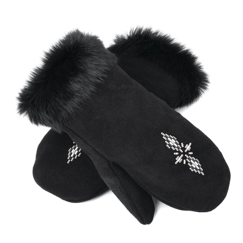 Manitobah Fur Trim Mitt - Black