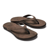OluKai Womens 'Aukai Leather Sandals - Dark Java / Dark Java