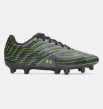 Under Armour Youth UA Shadow Select 4 FG Jr. Soccer Cleats - Black / Titan Gray / Hyper Green - 001