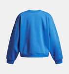 Under Armour Girls' UA Rival Fleece Oversized Crew - Blue Atlantis / White - 402