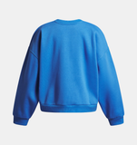 Under Armour Girls' UA Rival Fleece Oversized Crew - Blue Atlantis / White - 402