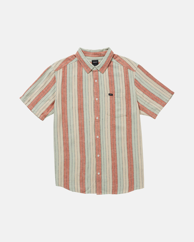RVCA Mens Alvarado Stripe SS Shirt - Ceramic