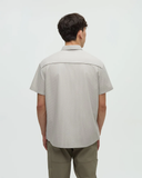 Tentree Mens Hopkins Shortsleeve Button Up Pocket Shirt - Sand Stone Graphite