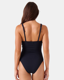 Roxy Womens Haleiwa Plunge One Piece Swimsuit - Anthracite