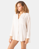 Roxy Women's Stripe Out Cover Up Shirt - Egret