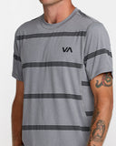 RVCA Mens Sport Vent Stripe Short Sleeve Shirt - Heather Grey