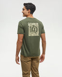 Tentree Mens Woodblock Ten T-Shirt - Deep Olive Sunray