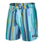 Saxx Mens Oh Buoy Stretch Volley 5" Swim Short - Soft Stripe - Aqua Splash