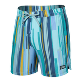 Saxx Mens Oh Buoy Stretch Volley 5" Swim Short - Soft Stripe - Aqua Splash
