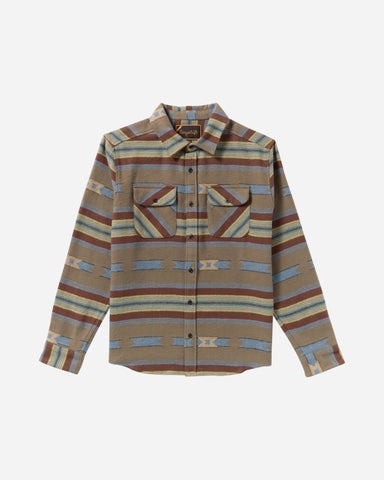 RVCA Mens Dayshift Blanket Flannel Long Sleeve - Mushroom