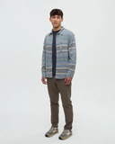 Tentree Mens Thompson Relaxed Brushed Cotton Overshirt Shacket - Graphite Multi Stripe
