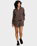RVCA Womens Glory Wallfe Half Zip Crew - Brown Bear