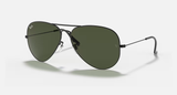Ray-Ban Aviator Large Metal Sunglasses - Black W/ G-15 Green