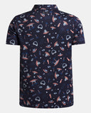 Under Armour Boys' UA Matchplay Printed Polo - Midnight Navy / Posh Pink / Castlerock - 410