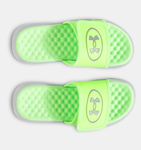 Under Armour Boys' UA Ignite Pro 8 Slides - Mod Gray / Hyper Green / Reflective - 011