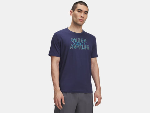 Under Armour Men's UA Wordmark Logo Short Sleeve - Washed Navy / White - 403