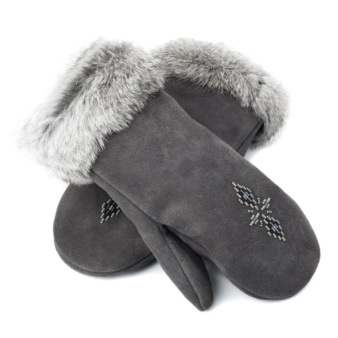 Manitobah Fur Trim Mitt - Charcoal