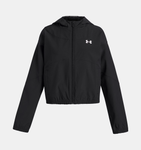 Under Armour Girls' UA Rival Woven Jacket - Black / White - 004