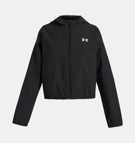 Under Armour Girls' UA Rival Woven Jacket - Black / White - 004
