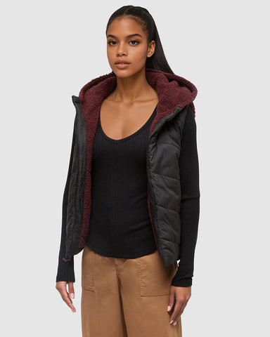 Tentree Womens Collins Vest - Deep Burgundy / Meteorite Black