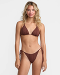 RVCA Womens Sweetness Halter Tri Bikini Top - Mocha