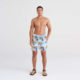 Saxx Mens Oh Buoy Stretch Volley 7" Swim Short - Baja Bound - Chambray Multi