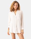 Roxy Women's Stripe Out Cover Up Shirt - Egret